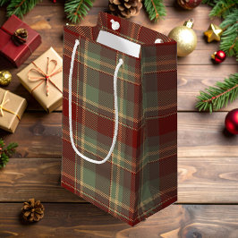 Sacola Para Presentes Pequena Natal Tartan Brick Red Green ID1141A