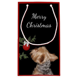 Sacola Para Presentes Pequena Natal tentado de Yorkie