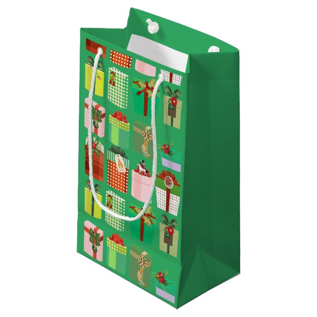 Sacola Para Presentes Pequena Natal Verde (Frente inclinada)