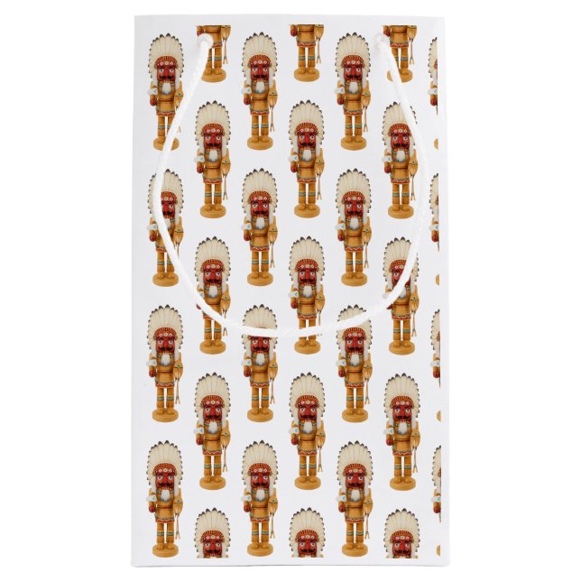 Sacola Para Presentes Pequena Native American Nutcracker Christmas Gift Bag (Verso)