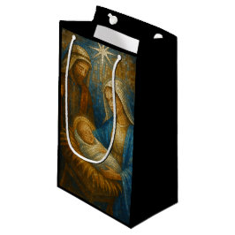 Sacola Para Presentes Pequena Nativity Stained Glass Mosaic | Holy Family 