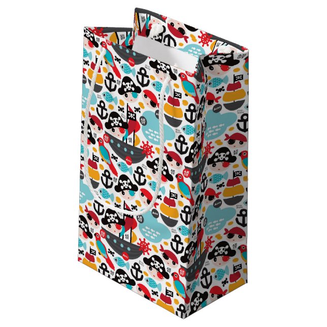 Sacola Para Presentes Pequena Navigação retro da ilustração dos piratas (Verso inclinado)