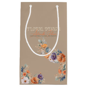 Sacola Para Presentes Pequena Negócios de Design Floral - Boho Rústico Elegante 