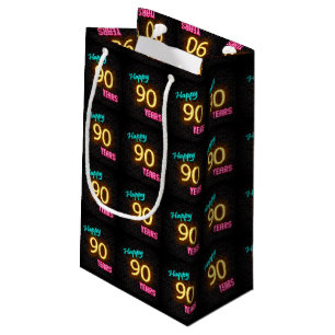 Sacola Para Presentes Pequena Neon assine brick para 90 aniversário