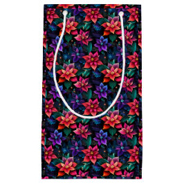 Sacola Para Presentes Pequena Neon Christmas Poinsettias