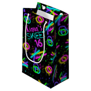 Sacola Para Presentes Pequena Neon Glow Stick Sweet 16 Name ID760