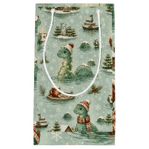 Sacola Para Presentes Pequena Nessie do Natal Monstro do Lago Ness Aconchegante 