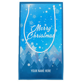 Sacola Para Presentes Pequena Neve Branca Azul Floresta Pacífica Natal Novo Sma