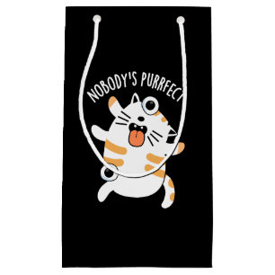 Sacola Para Presentes Pequena Ninguém é Perfeito Piada de Gato Divertida Fundo E