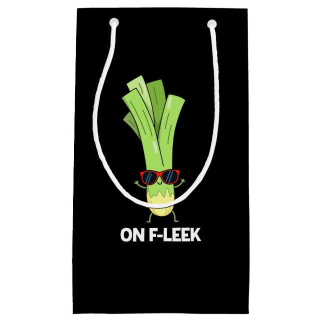 Sacola Para Presentes Pequena No Fleek Funny Veggie Leek Pun Dark BG (Frente)