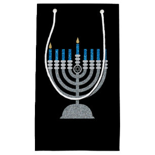 Sacola Para Presentes Pequena Noite de 1rua de Hanukkah Glitter Pequeno Saco do 