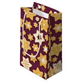 Sacola Para Presentes Pequena Noite de Cookie com fundo de ameixa profunda