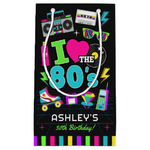 Sacola Para Presentes Pequena Noivado de Neon Cassette dos anos 80