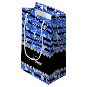 Sacola Para Presentes Pequena Nome azul de stripes zebra zebra