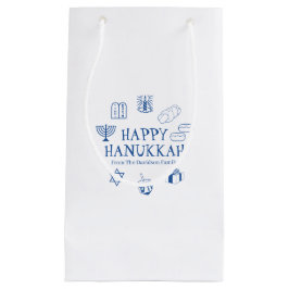 Sacola Para Presentes Pequena Nome da família personalizada azul-branca de Hanuk