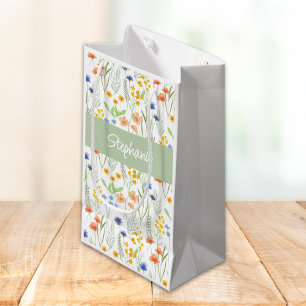 Sacola Para Presentes Pequena Nome de Flor Silvestre Aquarela