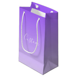 Sacola Para Presentes Pequena Nome em Letra Cursiva & Sombreado Roxo Claro Editá