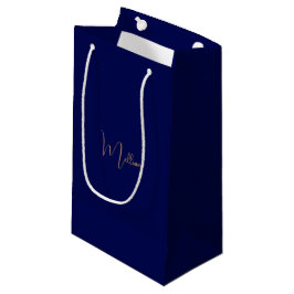 Sacola Para Presentes Pequena Nome personalizado minimalista azul
