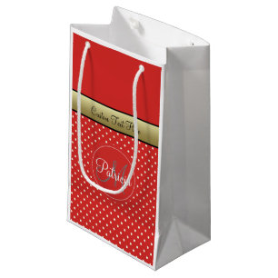 Sacola Para Presentes Pequena Nome Personalizado Monograma de Texto.Bolinhas Ver