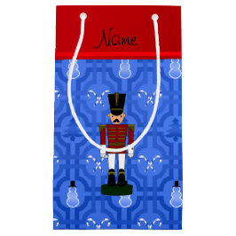 Sacola Para Presentes Pequena Nome personalizado nutcracker blue snowman trellis