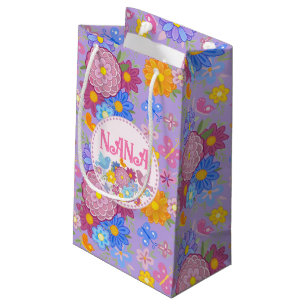 Sacola Para Presentes Pequena Nós Te Amamos Nana Flores Silvestres BOHO Personal