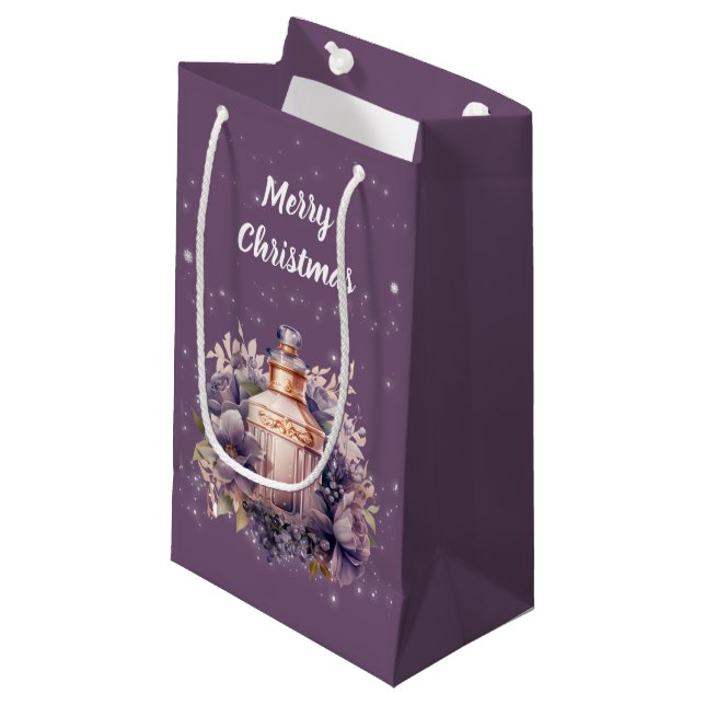 Sacola Para Presentes Pequena Nostalgia e luxuoso Feliz Natal (Frente inclinada)