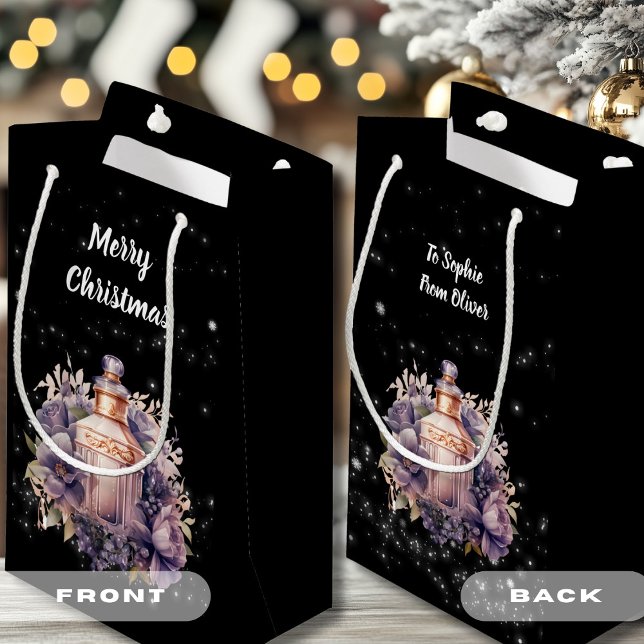 Sacola Para Presentes Pequena Nostalgia e luxuoso Feliz Natal (Nostalgic and luxurious Merry Christmas Small Gift Bag)