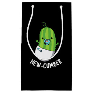 Sacola Para Presentes Pequena Novato Engraçado Veggie Pepino Pun Dark BG