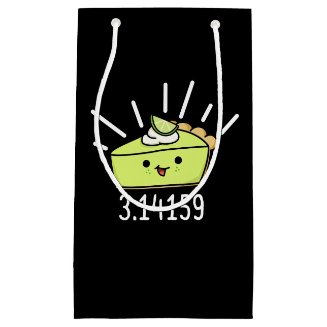 Sacola Para Presentes Pequena Número de Pi da Matemática Engraçado Pie Pun Dark  (Frente)