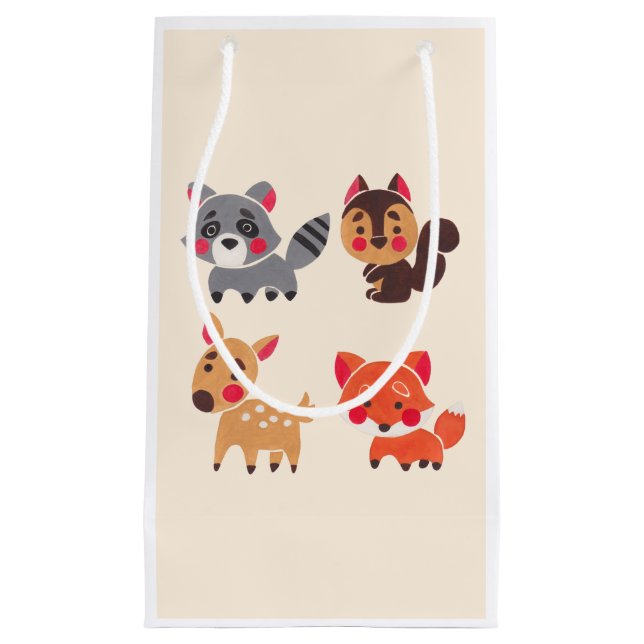 Sacola Para Presentes Pequena O amigo feliz da floresta (Frente)