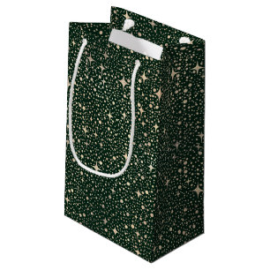 Sacola Para Presentes Pequena O Céu Noturno Stars Celestial Emerald Green e Dour