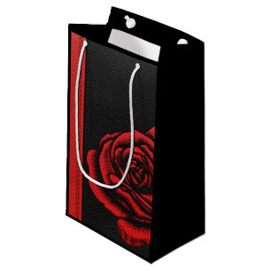 Sacola Para Presentes Pequena O couro vermelho do preto elegante do falso
