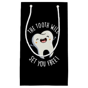 Sacola Para Presentes Pequena O Dente Vai Libertar-Lhe O Lúpulo Dental Escuro BG