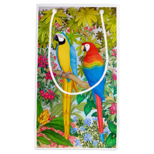 Sacola Para Presentes Pequena O Macaw da aguarela repete mecanicamente o saco do