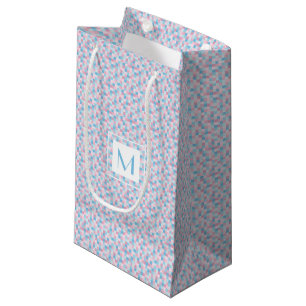 Sacola Para Presentes Pequena O monograma cor-de-rosa e o azul esquadram o saco