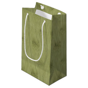Sacola Para Presentes Pequena O olhar do bambu na grão verde-oliva da madeira d