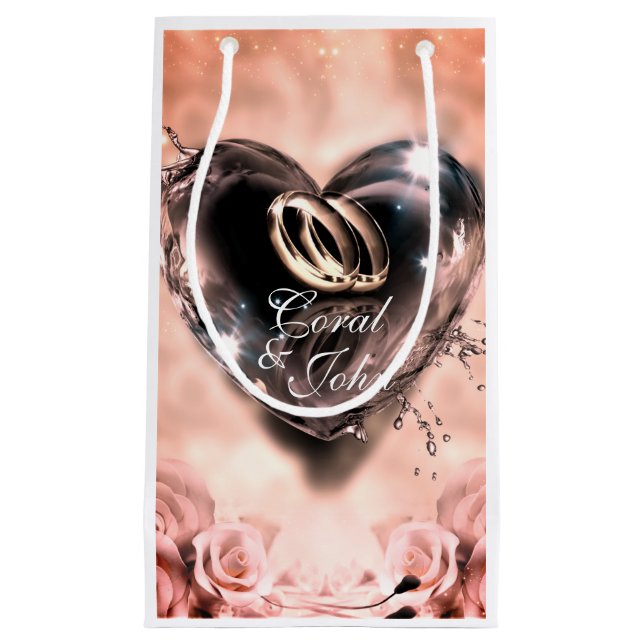 Sacola Para Presentes Pequena O Que Deus Uniu Rosa (Prata) Casamento (Frente)