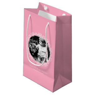 Sacola Para Presentes Pequena O rico cor-de-rosa roda quadro da foto