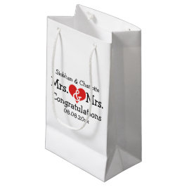 Sacola Para Presentes Pequena O Sr. e a Sra. Red Heart Wedding Personalizado