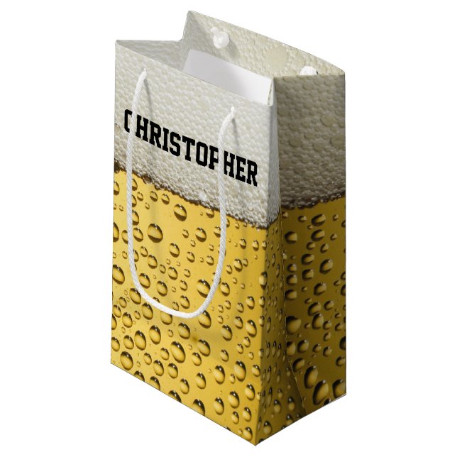 Sacola Para Presentes Pequena O vidro de cerveja personaliza (Frente inclinada)