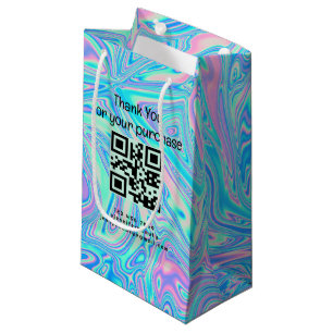 Sacola Para Presentes Pequena obrigado código qr holográfico comercial elegante