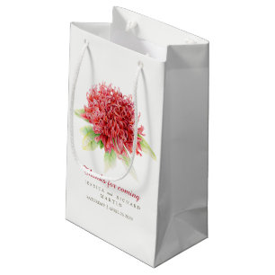 Sacola Para Presentes Pequena Obrigado de arte da flor de waratah vermelha, seu 