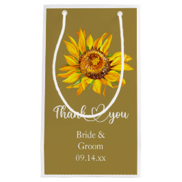 Sacola Para Presentes Pequena Obrigado Girassol Amarelo no casamento