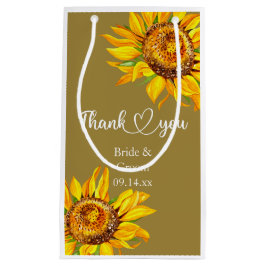 Sacola Para Presentes Pequena Obrigado Girassol Amarelo no casamento