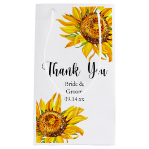 Sacola Para Presentes Pequena Obrigado Girassol Amarelo no Casamento Pequeno Pre