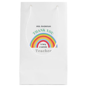 Sacola Para Presentes Pequena Obrigado Professor Arco-íris Personalizado