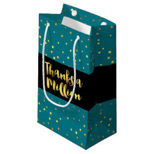 Sacola Para Presentes Pequena Obrigados a Milhão de Glitter Dourado