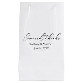 Sacola Para Presentes Pequena Obrigados de Amor com Casamento de Caligrafia Mini