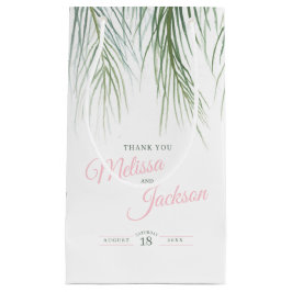 Sacola Para Presentes Pequena Obrigados de casamento de palma tropical verde-esc