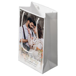 Sacola Para Presentes Pequena Obrigados De Script De Sobreposição De Foto Tão Fa